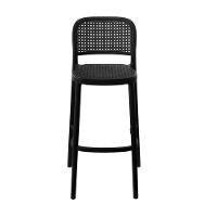 Banqueta Alta Amis Or Design 103 Cm Altura Polipropileno Preto Assento Encosto Simulando Palha Preto - 2