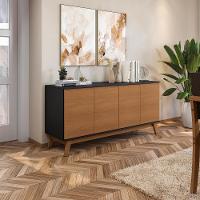 Aparador Kappesberg 4 Portas Preto Fosco/canela 156cm - 1