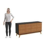 Aparador Kappesberg 4 Portas Preto Fosco/canela 156cm - 10