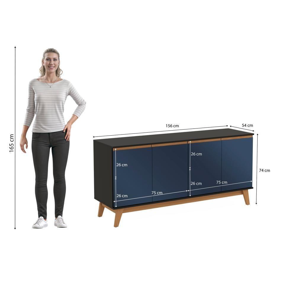 Aparador Kappesberg 4 Portas Preto Fosco/azul Profundo 156cm - 7