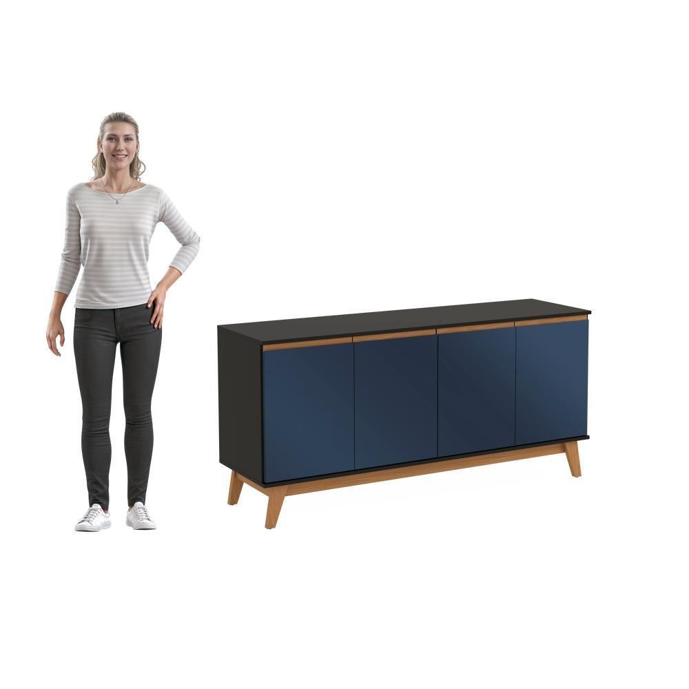 Aparador Kappesberg 4 Portas Preto Fosco/azul Profundo 156cm - 9
