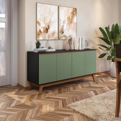 Aparador Kappesberg 4 Portas Preto Fosco/ Verde Oliva 156cm