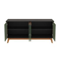 Aparador Kappesberg 4 Portas Preto Fosco/ Verde Oliva 156cm
