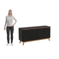 Aparador Kappesberg 4 Portas Preto Fosco 156cm - 6