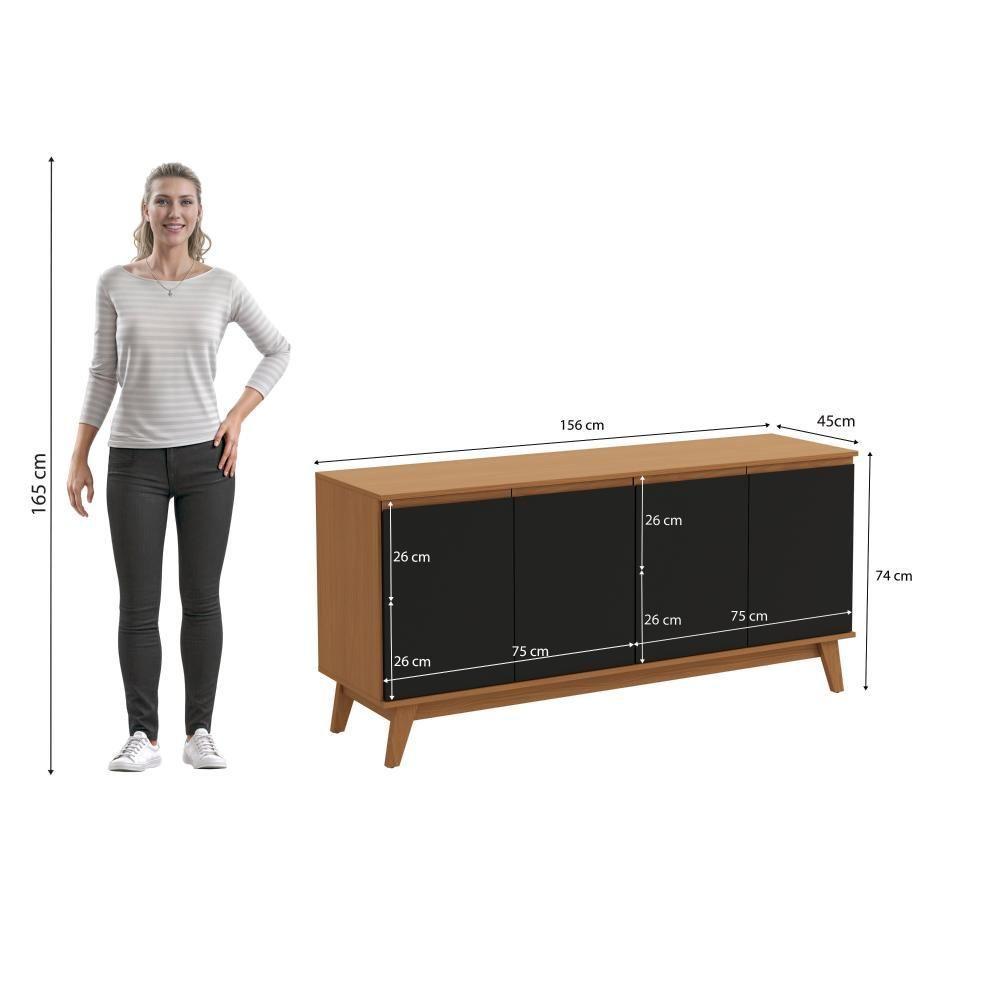 Aparador Kappesberg 4 Portas Canela/preto Fosco 156cm - 8