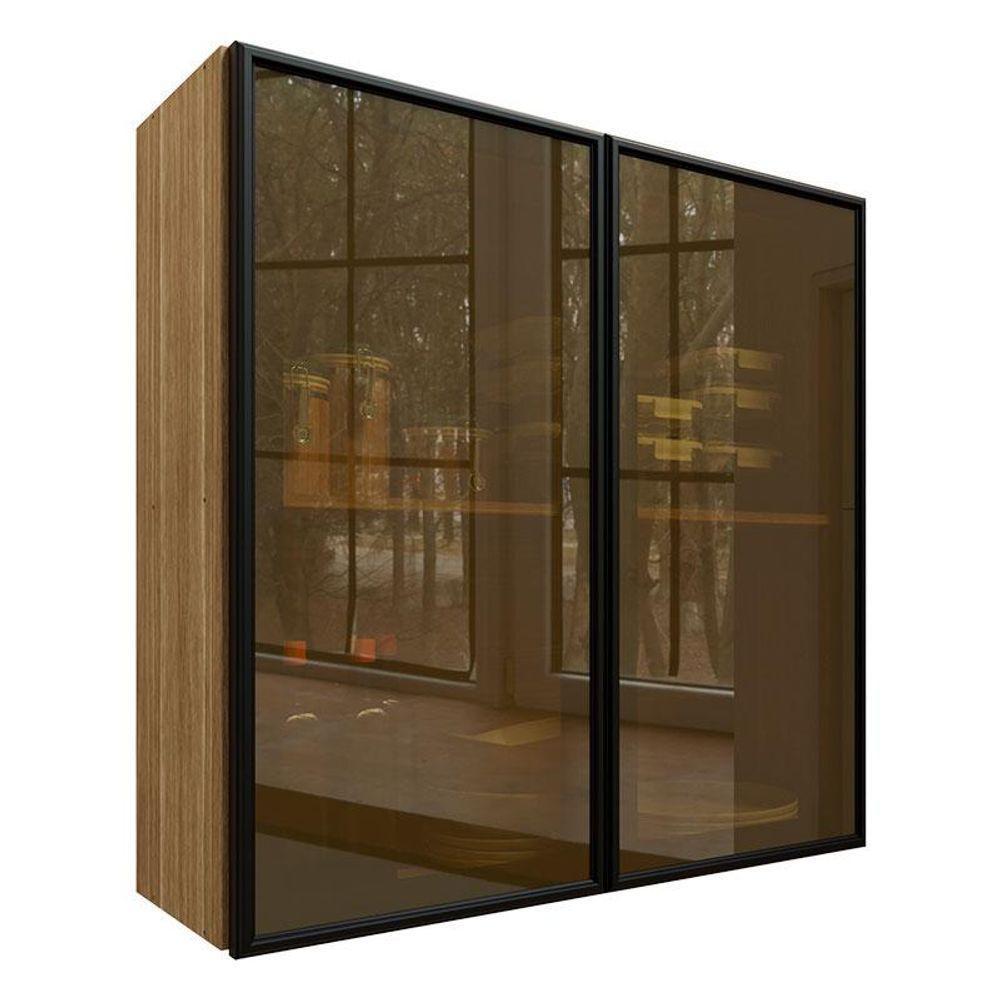 Armário Aéreo Art 6001 2 Portas De Vidro 80 Cm Freijó Abs Preto - Kits Paraná - 1