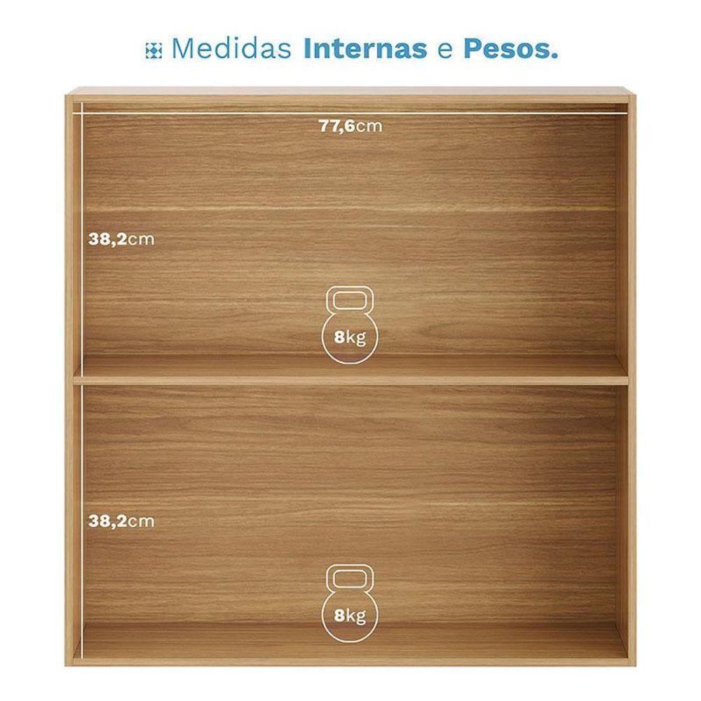 Armário Aéreo Art 6001 2 Portas De Vidro 80 Cm Freijó Abs Preto - Kits Paraná - 3