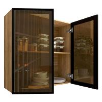 Armário Aéreo Art 6001 2 Portas De Vidro 80 Cm Freijó Abs Preto - Kits Paraná