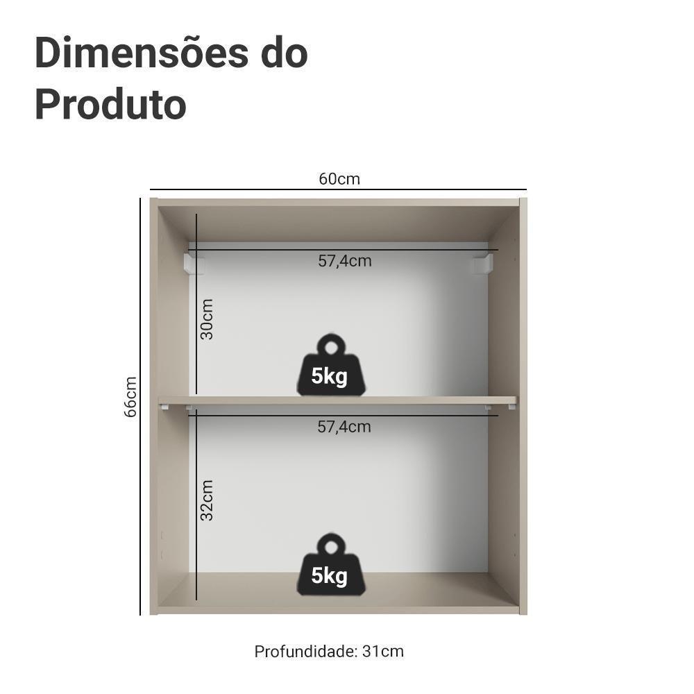 Armário Aéreo 60 Cm 1 Porta Nice Madesa Crema - 2