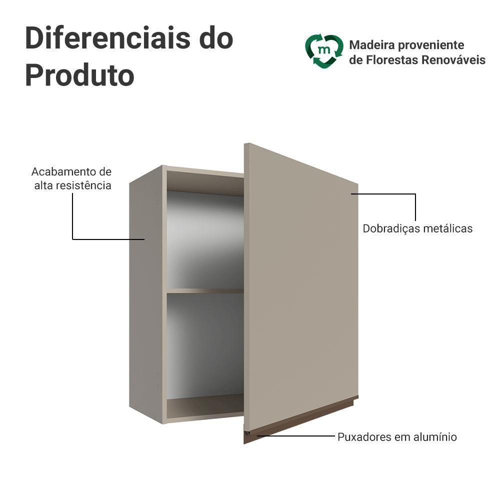Armário Aéreo 60 Cm 1 Porta Nice Madesa Crema - 3