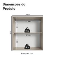 Armário Aéreo 60 Cm 1 Porta Nice Madesa Crema - 2