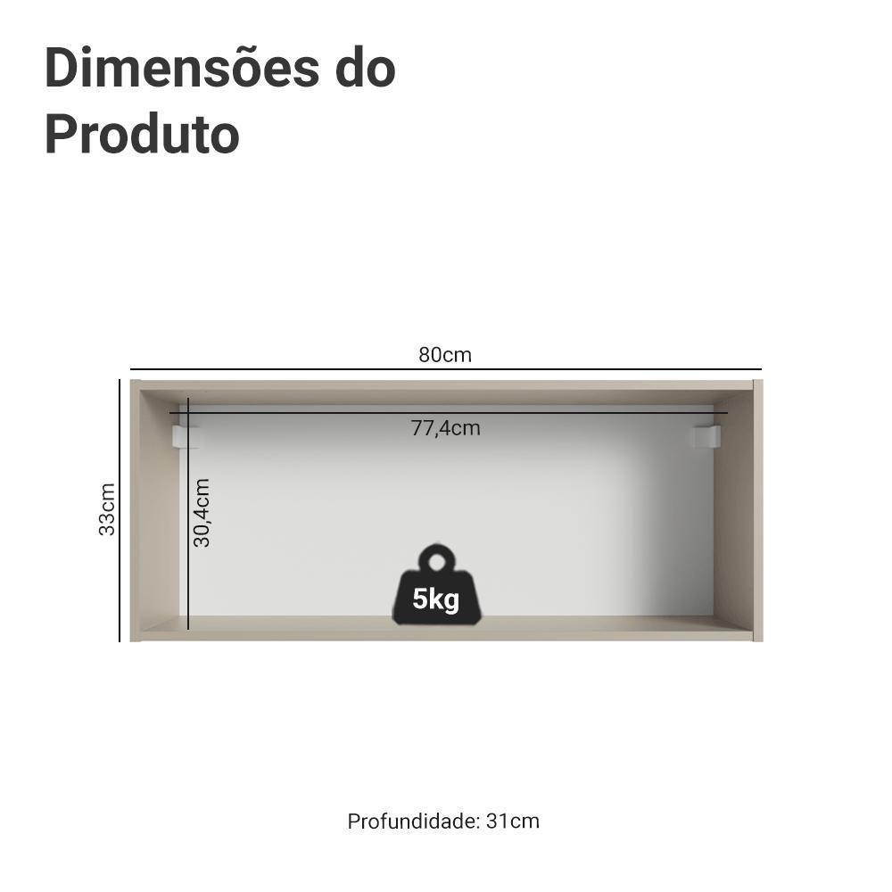 Armário Aéreo 80 Cm 1 Porta Basculante Nice Madesa Crema - 2