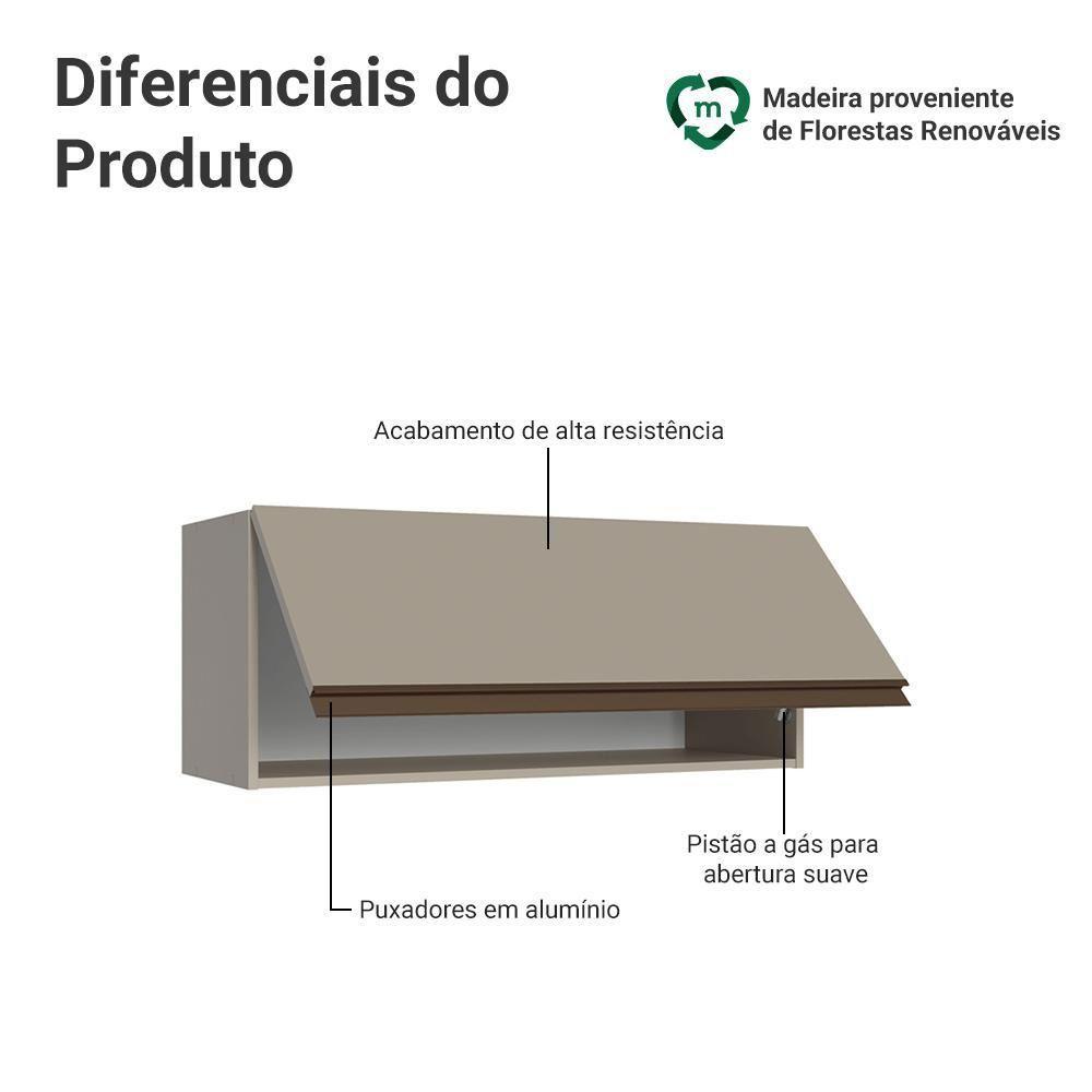 Armário Aéreo 80 Cm 1 Porta Basculante Nice Madesa Crema - 3
