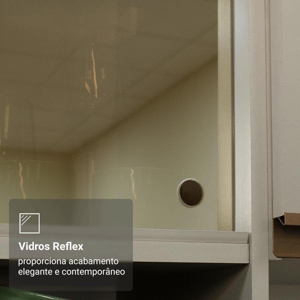 Armário Aéreo 2 Portas De Correr De Vidro Reflex E 1 Nicho Nice Madesa Crema - 7