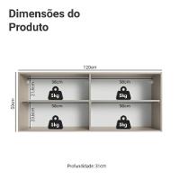 Armário Aéreo 120 Cm 2 Portas Nice Madesa Crema - 2