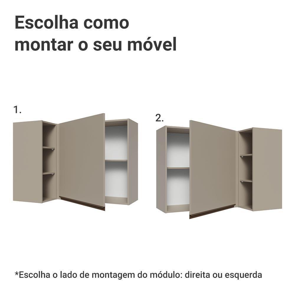 Armário Aéreo De Canto 1 Porta E Adega Nice Madesa Crema - 4