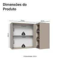 Armário Aéreo De Canto 1 Porta E Adega Nice Madesa Crema - 2