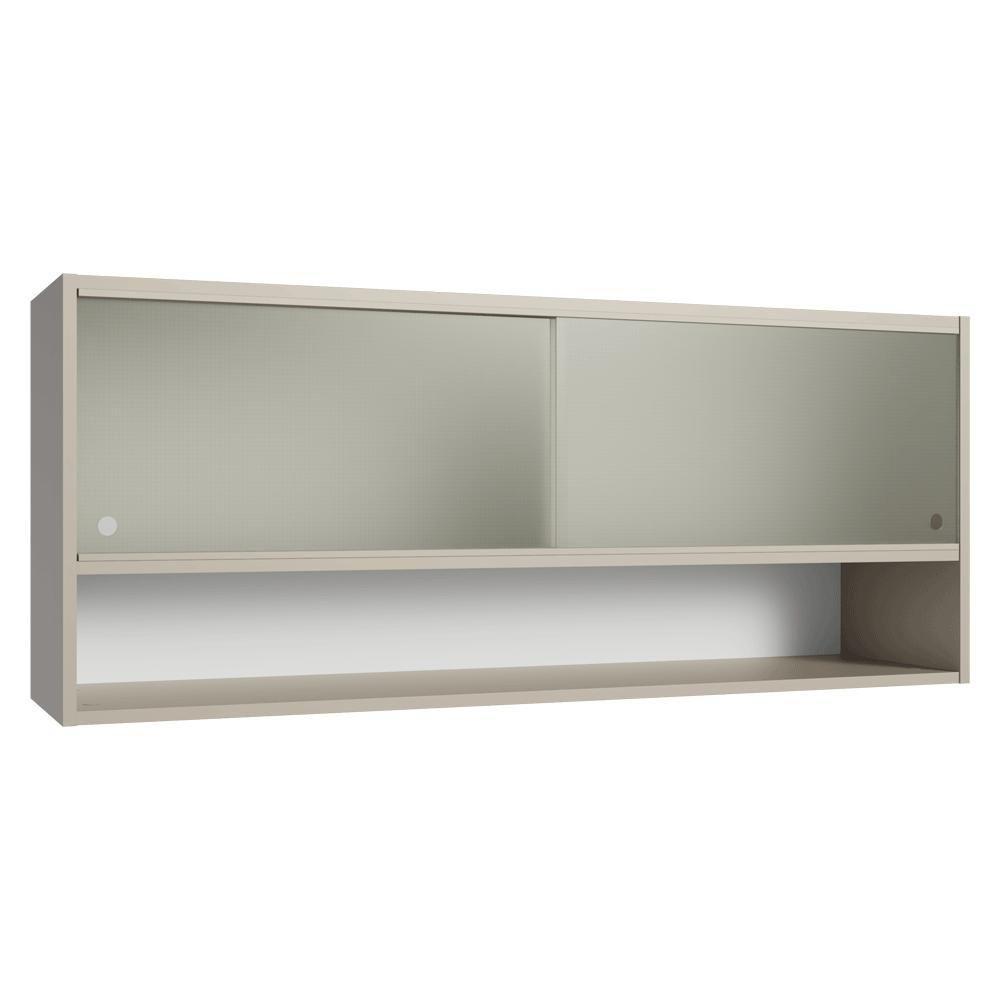 Armário Aéreo 2 Portas De Correr De Vidro Pontilhado E 1 Nicho Nice Madesa Crema - 1