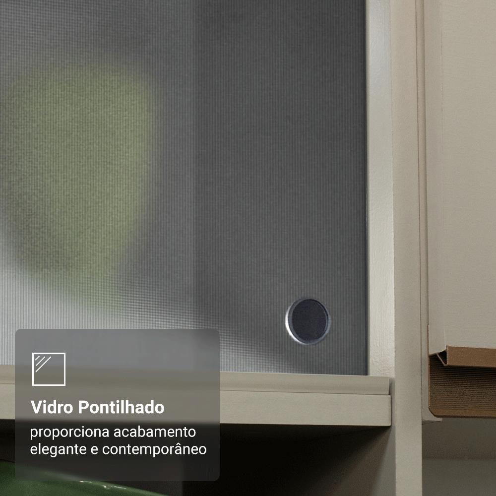 Armário Aéreo 2 Portas De Correr De Vidro Pontilhado E 1 Nicho Nice Madesa Crema - 7