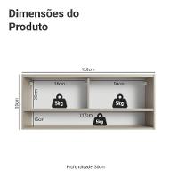 Armário Aéreo 2 Portas De Correr De Vidro Pontilhado E 1 Nicho Nice Madesa Crema - 2