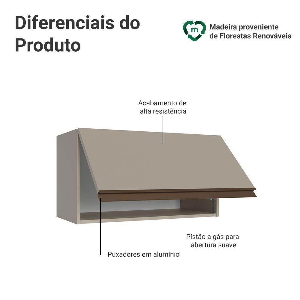 Armário Aéreo 60 Cm 1 Porta Basculante Nice Madesa Crema - 3