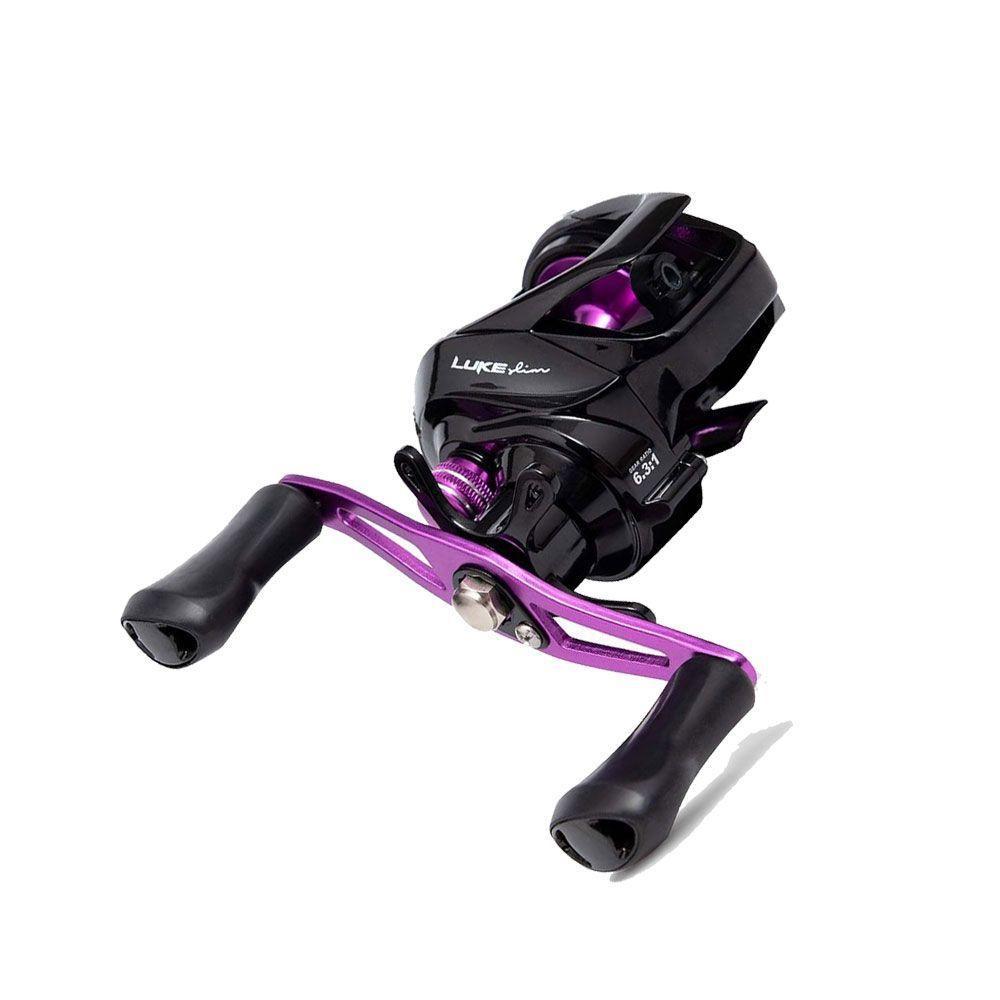 Carretilha Para Pesca Maruri Luke Slim Black Purple Lado Da Manivela Esquerda - 3