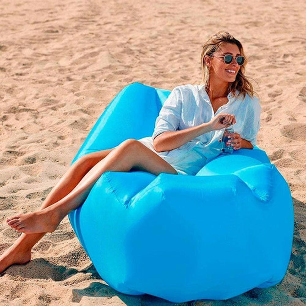 Sofá Puff Air Bag Inflável Para Camping Vg+ Azul Claro - 2