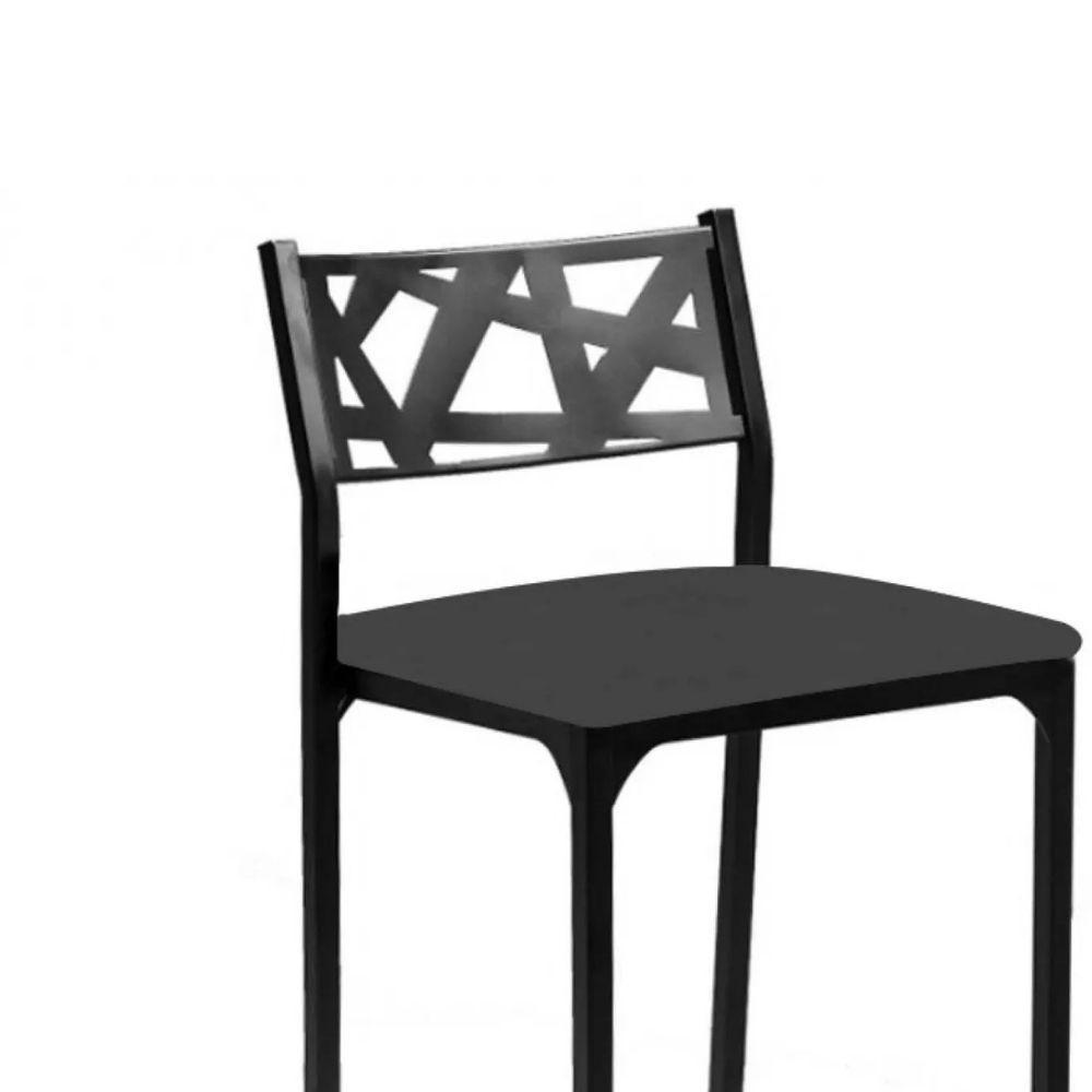 Kit 03 Banquetas Alta Com Encosto Luiza Gourmet Para Balcão Cozinha Suede Cinza - Aurora Line - 5