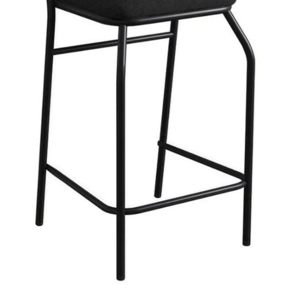 Kit 03 Banquetas Alta Com Encosto Ibiza Industrial Para Balcão Cozinha Corino Preto - Aurora Line - 5
