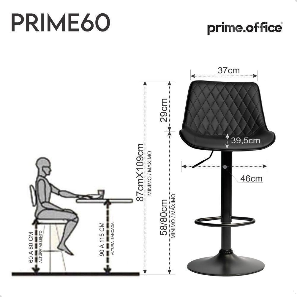 Banqueta Alta Cozinha Bar Balcão Para Bancada Encosto Kit 03 Preto - 5
