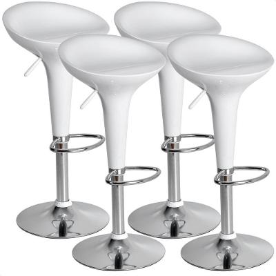 Kit 04 Un Banquetas Giratória Alta Tulipa Lotus Assento Abs Branco