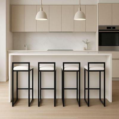 Kit 4 Banqueta Alta Ferro Cozinha Corino Bancada Gourmet Branco