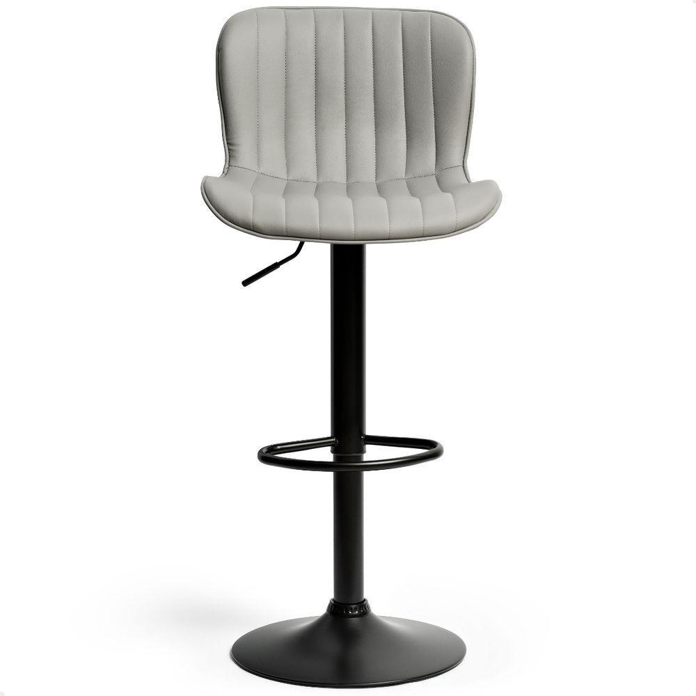 Kit 03 Banqueta Giratória Alta Encosto Bancada Cozinha Bar Cinza Claro - 2