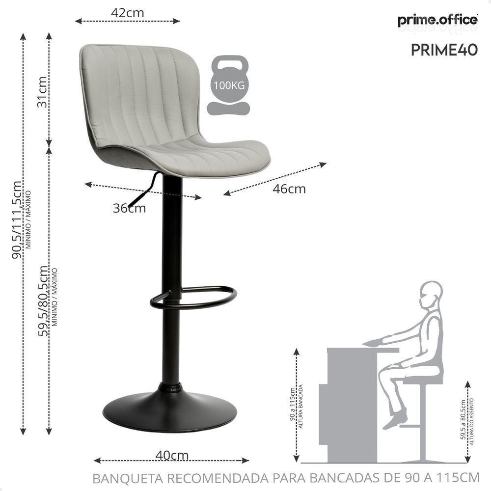 Kit 03 Banqueta Giratória Alta Encosto Bancada Cozinha Bar Cinza Claro - 6