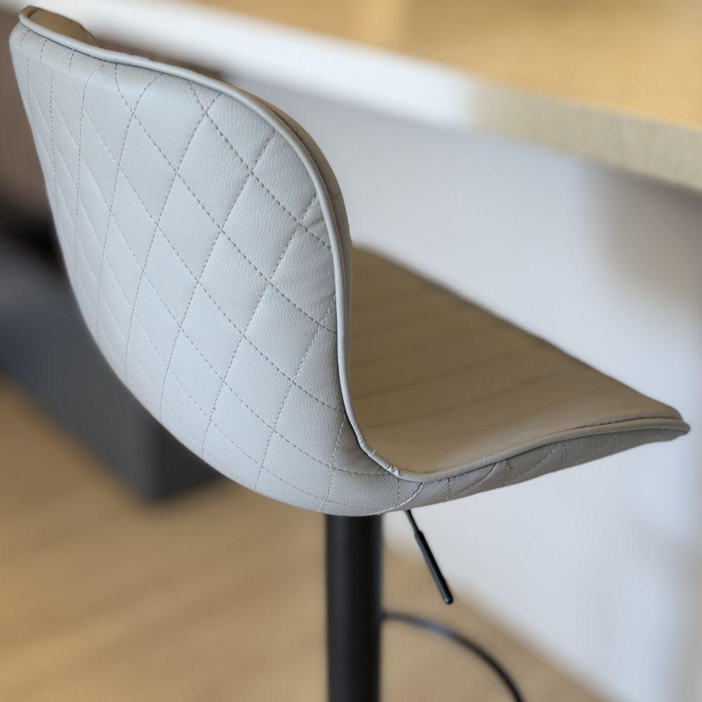 Kit 03 Banqueta Giratória Alta Encosto Bancada Cozinha Bar Cinza Claro - 7