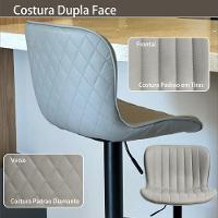 Kit 03 Banqueta Giratória Alta Encosto Bancada Cozinha Bar Cinza Claro - 3