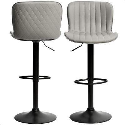 Kit 02 Banqueta Giratória Alta Encosto Bancada Cozinha Bar Cinza Claro