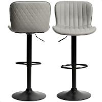 Kit 02 Banqueta Giratória Alta Encosto Bancada Cozinha Bar Cinza Claro - 1