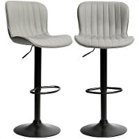 Kit 02 Banqueta Giratória Alta Encosto Bancada Cozinha Bar Cinza Claro - 2