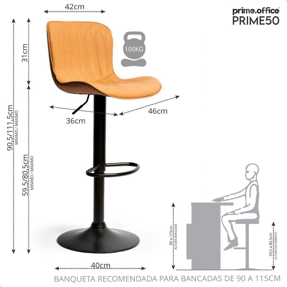 Kit 03 Un Banquetas Altas Giratórias Encosto Bar Confortável Caramelo - 5