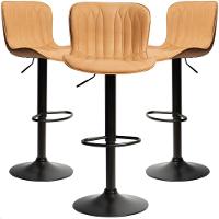 Kit 03 Un Banquetas Altas Giratórias Encosto Bar Confortável Caramelo - 1