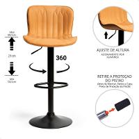 Kit 03 Un Banquetas Altas Giratórias Encosto Bar Confortável Caramelo - 6