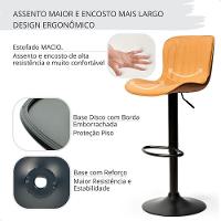 Kit 03 Un Banquetas Altas Giratórias Encosto Bar Confortável Caramelo - 7