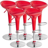 Kit 05 Un Banquetas Giratória Alta Tulipa Lotus Assento Abs Vermelho - 1