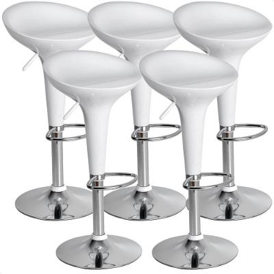 Kit 05 Un Banquetas Giratória Alta Tulipa Lotus Assento Abs Branco