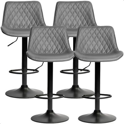 Banqueta Alta Cozinha Bar Balcão Para Bancada Encosto Kit 04 Unidades Cinza