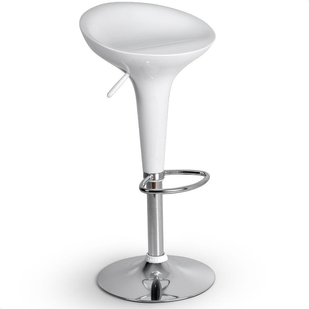 Kit 03 Un Banquetas Giratória Alta Tulipa Lotus Assento Abs Branco - 6