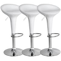 Kit 03 Un Banquetas Giratória Alta Tulipa Lotus Assento Abs Branco - 1