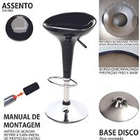 Kit 03 Un Banquetas Giratória Alta Tulipa Lotus Assento Abs Branco - 9