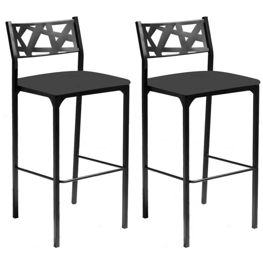 Kit 02 Banquetas Alta Com Encosto Luiza Gourmet Para Balcão Cozinha Suede Cinza - Aurora Line - 1